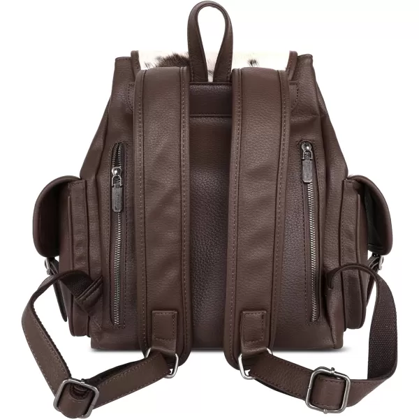 Montana West Wrangler Hair-on Cowhide Collection Backpack Western Buckled Back Pack Coffee WG12-9110CF