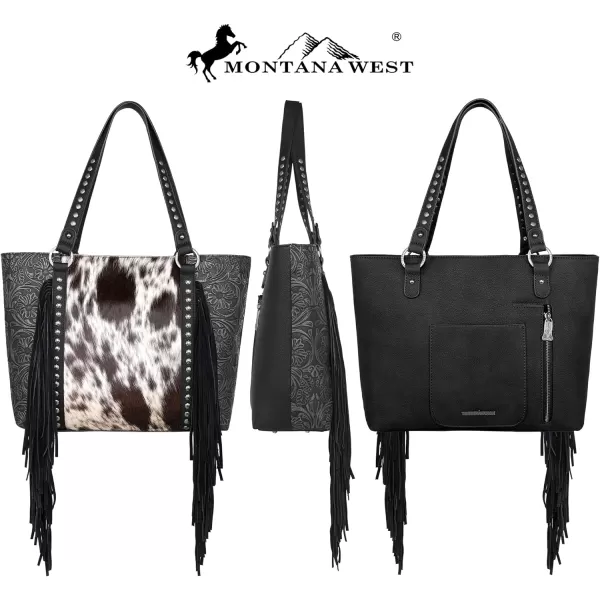 Western Tote Bag for Women Genuine Cowhide Large Shoulder Bag and Handbag for Women with Wallet