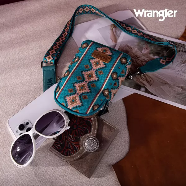 Wrangler Aztec Crossbody Sling Bags for Women Cross Body Purse with Detachable Strap