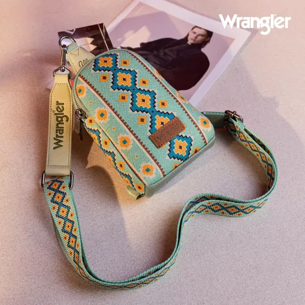 Wrangler Aztec Crossbody Sling Bags for Women Cross Body Purse with Detachable Strap