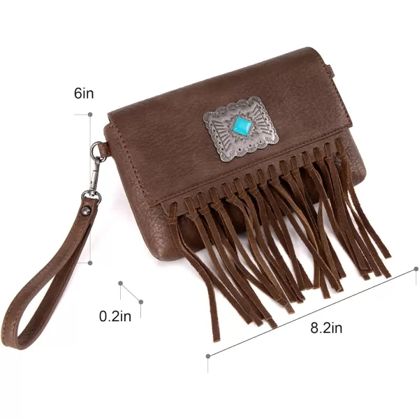 Wrangler Clutch Wristlet Fringe Purse Western Crossbody Bags for Women