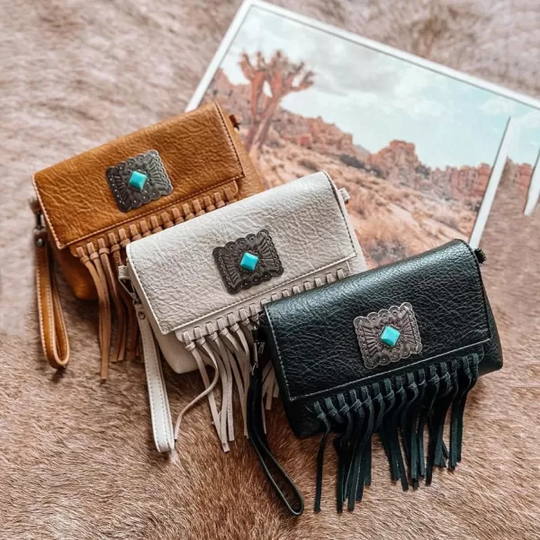 Wrangler Clutch Wristlet Fringe Purse Western Crossbody Bags for Women