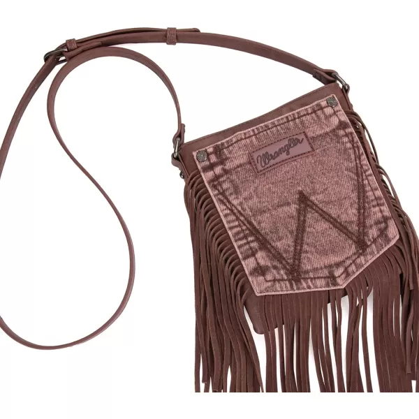 Wrangler Signature Pocket Fringe Purse Genuine Leather Crossbody Bag for Women