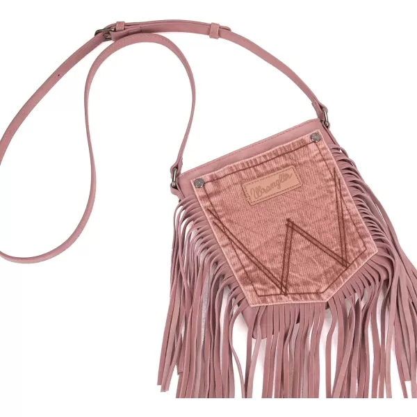 Wrangler Signature Pocket Fringe Purse Genuine Leather Crossbody Bag for Women