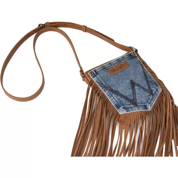 Wrangler Signature Pocket Fringe Purse Genuine Leather Crossbody Bag for Women