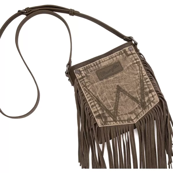 Wrangler Signature Pocket Fringe Purse Genuine Leather Crossbody Bag for Women