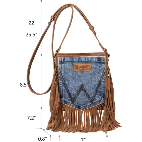 Wrangler Signature Pocket Fringe Purse Genuine Leather Crossbody Bag for Women