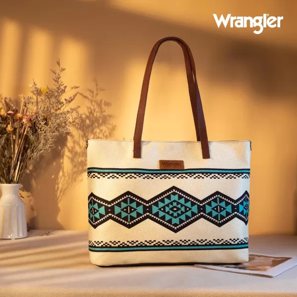 Wrangler Tote Purse Bag Aztec Canvas Shoulder Bags