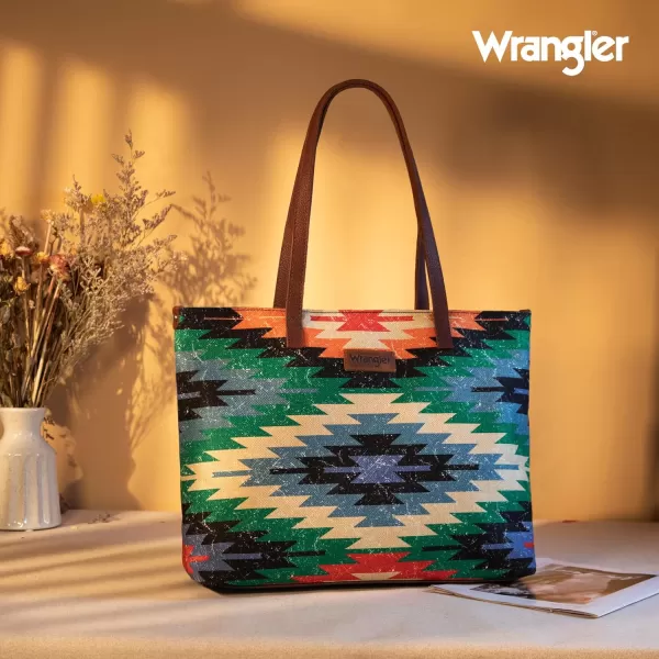 Wrangler Tote Purse Bag Aztec Canvas Shoulder Bags