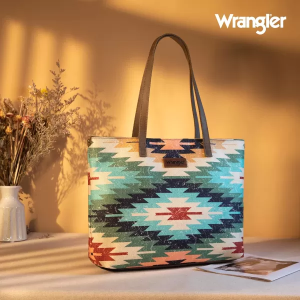 Wrangler Tote Purse Bag Aztec Canvas Shoulder Bags