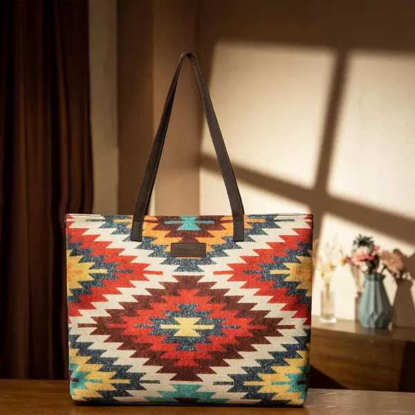 Wrangler Tote Purse Bag Aztec Canvas Shoulder Bags