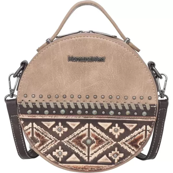 Montana West Canteen Bag Western Round Purse for Women Circle Crossbody Bag Top Handle Shoulder Handbag