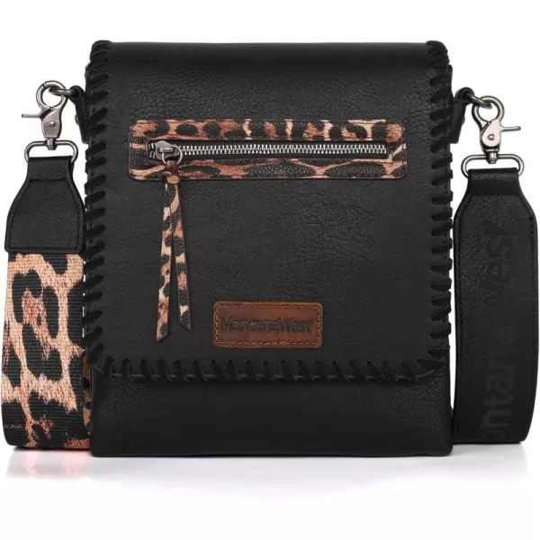 Montana West Crossbody Bags for Women with Dual Compartments Western Crossbody Purse With Leopard Print Guitar Strapstrap