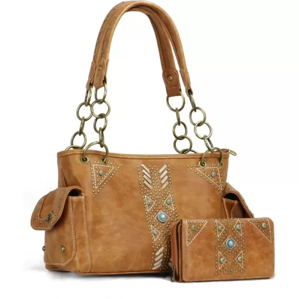 Montana West Handbag and Purse Concealed Carry Tote Bag for Women Leather Embroidered Western Design Satchel with Wallets Set