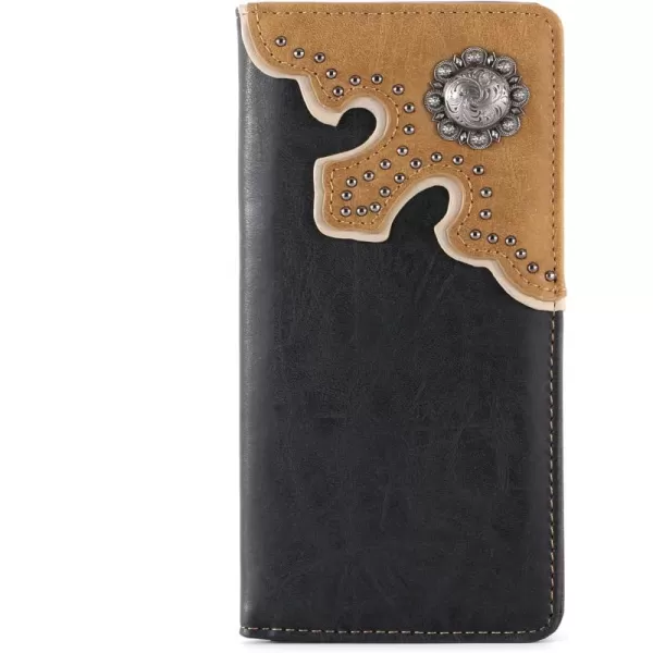 Montana West Men's Wallet Long Bifold Western Wallet Extra Capacity with Multiple Card Slots MW-606BK