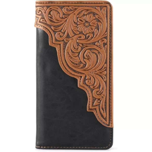 Montana West Men's Wallet Long Bifold Western Wallet Extra Capacity with Multiple Card Slots MW-606BK