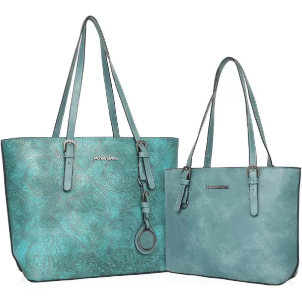 Montana West Tote Bag for Women Large Purse and Handbags Set Embossed Collection Purse 2Pcs Set