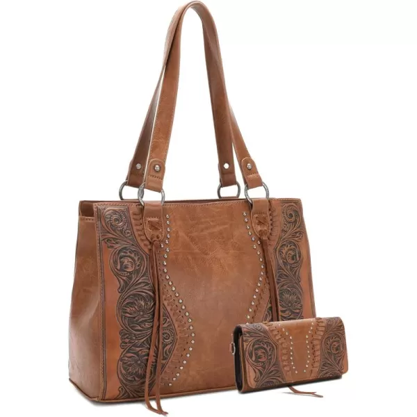 Montana West Western Tote Bag for Women Concealed Carry Shoulder Handbag Tooling Purse