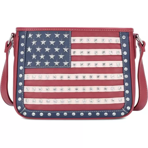 Montana West Women's Patriotic Studded Tote Satchel Handbags American Flag Purse and Crossbody Bag