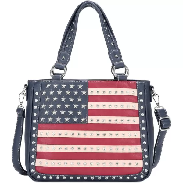 Montana West Women's Patriotic Studded Tote Satchel Handbags American Flag Purse and Crossbody Bag