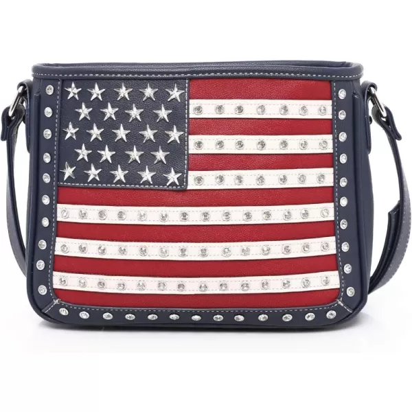 Montana West Women's Patriotic Studded Tote Satchel Handbags American Flag Purse and Crossbody Bag