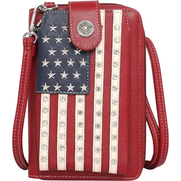 Montana West Women's Patriotic Studded Tote Satchel Handbags American Flag Purse and Crossbody Bag