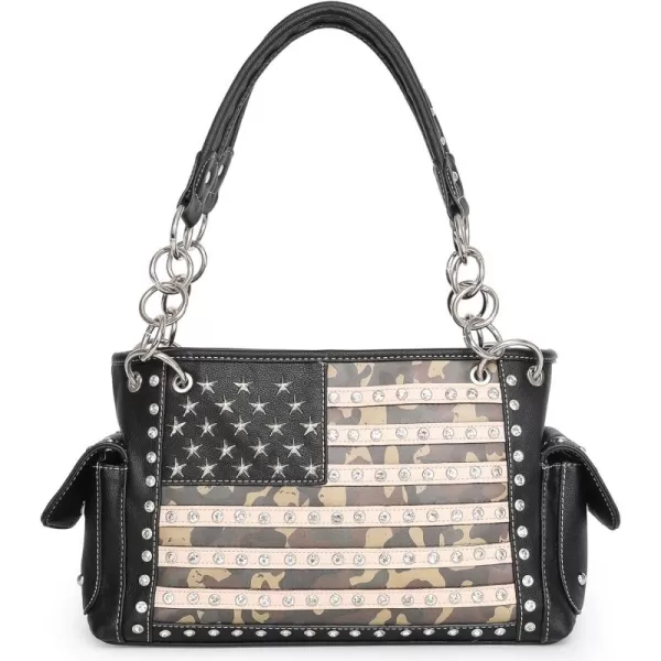 Montana West Women's Patriotic Studded Tote Satchel Handbags American Flag Purse and Crossbody Bag