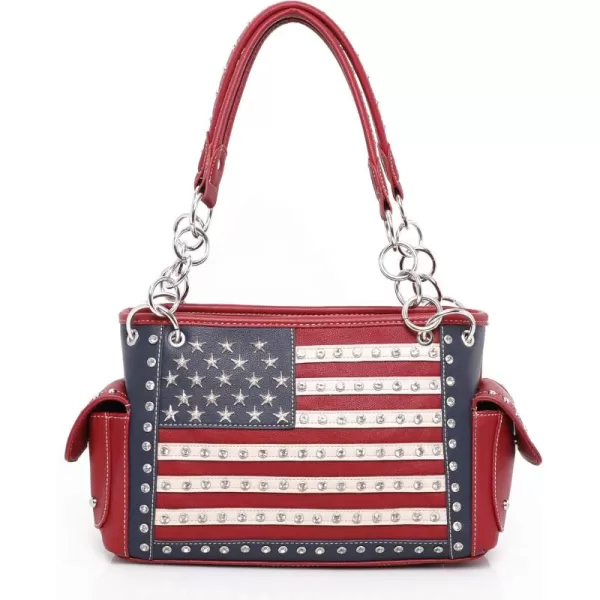 Montana West Women's Patriotic Studded Tote Satchel Handbags American Flag Purse and Crossbody Bag