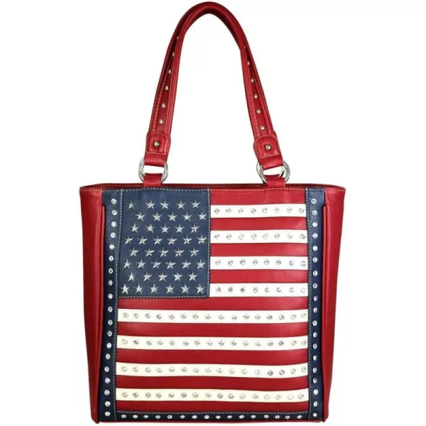 Montana West Women's Patriotic Studded Tote Satchel Handbags American Flag Purse and Crossbody Bag