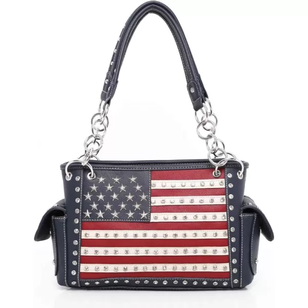 Montana West Women's Patriotic Studded Tote Satchel Handbags American Flag Purse and Crossbody Bag