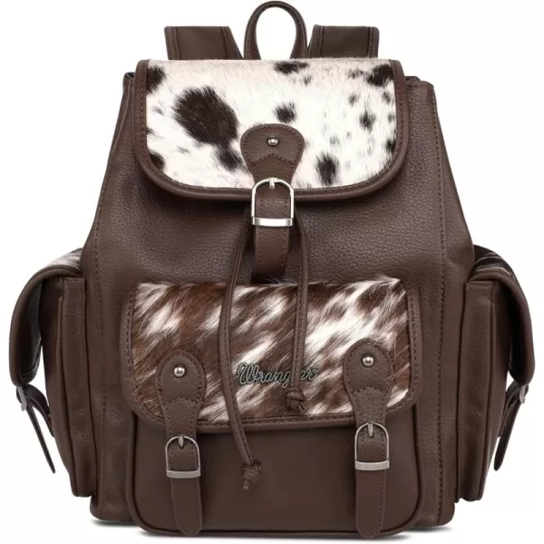 Montana West Wrangler Hair-on Cowhide Collection Backpack Western Buckled Back Pack Coffee WG12-9110CF