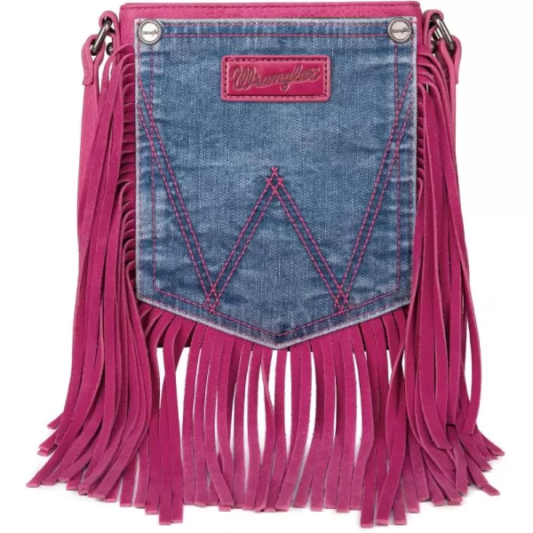 Wrangler Signature Pocket Fringe Purse Genuine Leather Crossbody Bag for Women