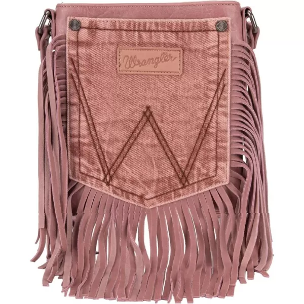 Wrangler Signature Pocket Fringe Purse Genuine Leather Crossbody Bag for Women