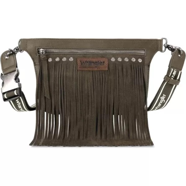 Wrangler Signature Pocket Fringe Purse Genuine Leather Crossbody Bag for Women