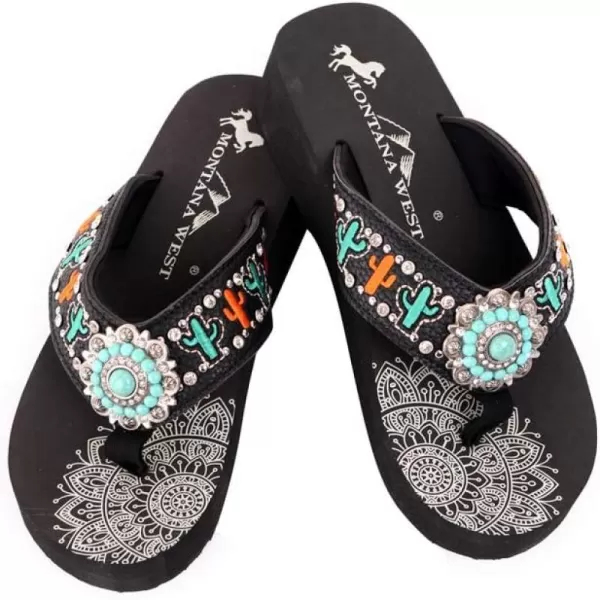 Montana West Patriotic Wedge Flip Flops for Women Western Rhinestone Comfort Thong Sandals