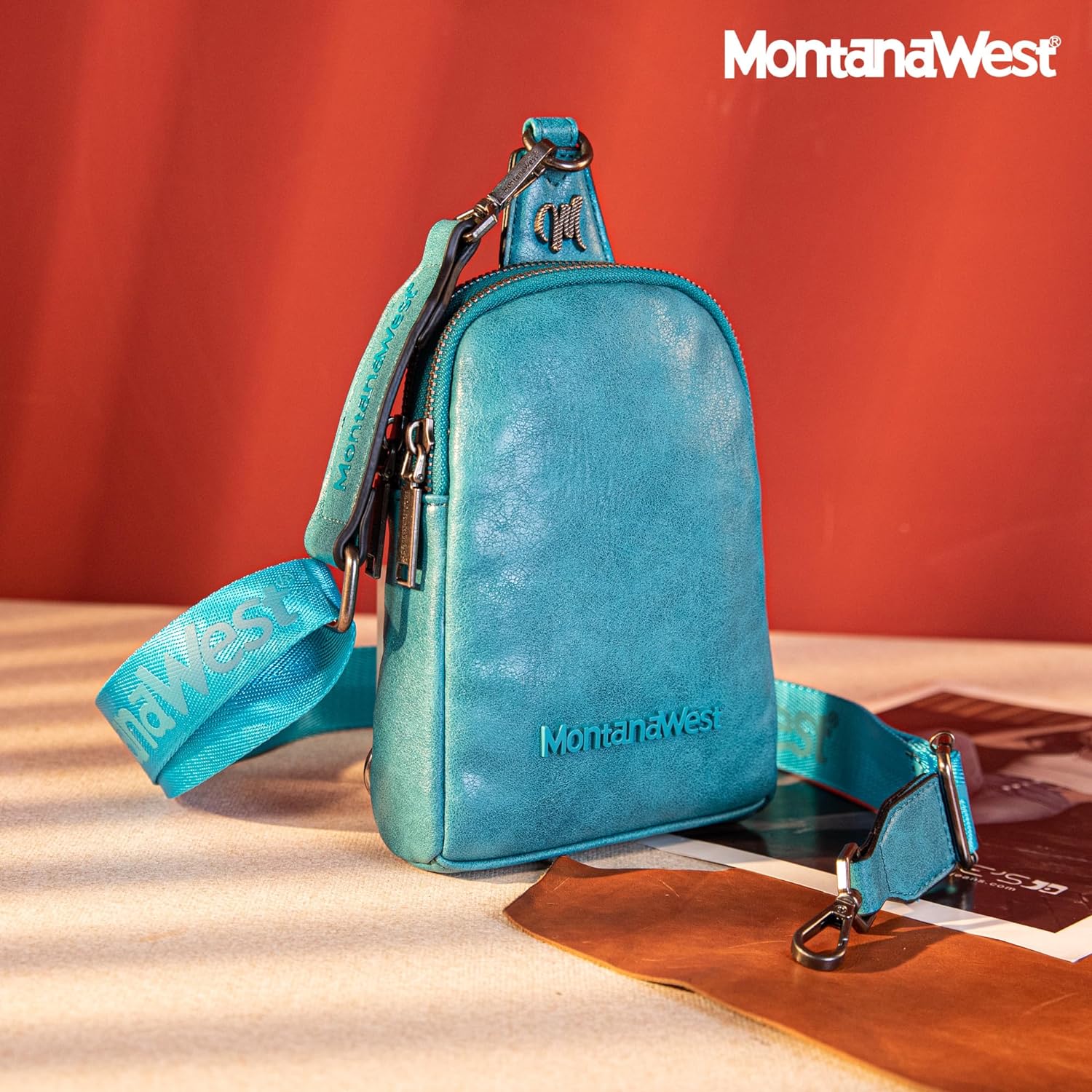 thumbnail image 2 of Montana West Small Crossbody Sling Bag – PU Leather Fanny Pack Purse For Women, Adjustable Strap (Multiple Pockets) 2 of 6