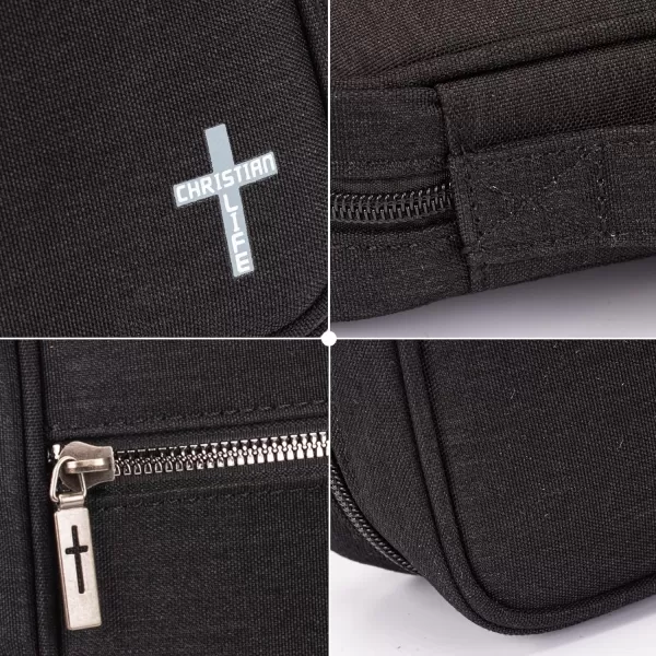 Montana West Bible Covers for Women Men with Leather Bookmark Carrying Book Case Church Bag Bible Protective with Zippered Pocket MWC-126BK