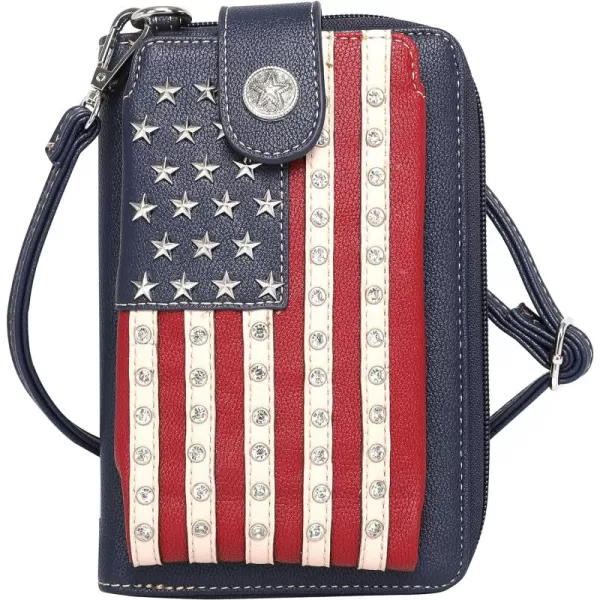 Montana West Women's Patriotic Studded Tote Satchel Handbags American Flag Purse and Crossbody Bag