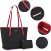 imageMontana West Tote Bags Vegan Leather Purses and Handbags for Women Top Handle Ladies Shoulder Bags5blackred