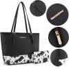 imageMontana West Tote Bags Vegan Leather Purses and Handbags for Women Top Handle Ladies Shoulder BagsCow Print H Black