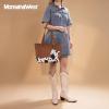 imageMontana West Tote Bags Vegan Leather Purses and Handbags for Women Top Handle Ladies Shoulder BagsCow Print H Brown