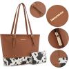 imageMontana West Tote Bags Vegan Leather Purses and Handbags for Women Top Handle Ladies Shoulder BagsCow Print H Brown