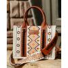 imageWrangler Aztec Tote Bag for Women Boho Shoulder Purses and Western HandbagsDiamond White  Guitar Strap M