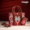 imageWrangler Tote Bag for Women Western Aztec Purse and Handbag SetAngel Diamond Burgundy With Wallet