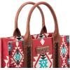 imageWrangler Tote Bag for Women Western Aztec Purse and Handbag SetAngel Diamond Burgundy With Wallet