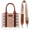 imageWrangler Tote Bag for Women Western Aztec Purse and Handbag SetAngel White With Wallet