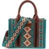 imageWrangler Tote Bag for Women Western Purse and Aztec Satchel HandbagAngel Diamond Teal Blue Guitar Strap