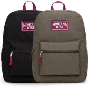 imageMontana West 2 Pcs Everyday Backpacks for Women Men Lightweight College Bookbag Casual Daypack Backpack for Commute ampamp TravelBlack  Army