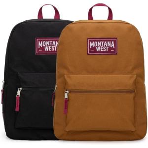 imageMontana West 2 Pcs Everyday Backpacks for Women Men Lightweight College Bookbag Casual Daypack Backpack for Commute ampamp TravelBlack  Brown