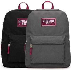 imageMontana West 2 Pcs Everyday Backpacks for Women Men Lightweight College Bookbag Casual Daypack Backpack for Commute ampamp TravelBlack  Grey